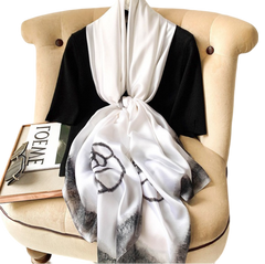 180x90 Silk Scarf White Business Stole Shawl Wrap Foulard N213