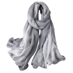 180x90 Silk Scarf Grey White Transparent Business Style Silk Stole Foulard N125