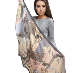 180x90 Silk Scarf blue white Stole Shawl Wrap Foulard N228
