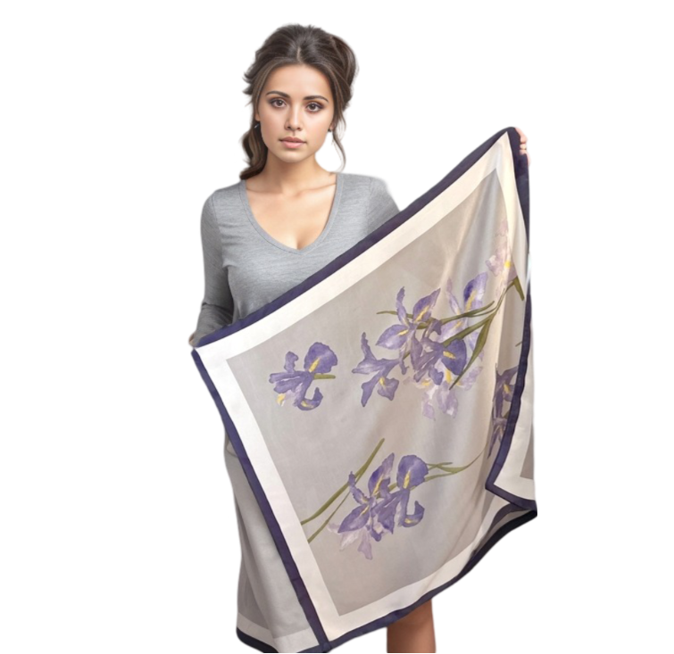 70x70 Silk Scarf Purple rose Classic summer business Style Silk Stole Foulard N605