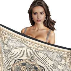 90x90 Silk Scarf beige Blue Business Casual Style Silk Bandana Foulard N314