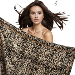 Silk Scarf 90x90 Shawl Leopard Brown Bandana Neck Foulard N61