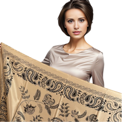 Silk Scarf 90x90 Beige Silk Classic Shawl Wrap Foulard Bandana N9