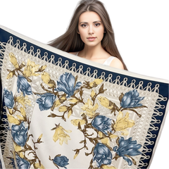 Silk Scarf 90x90 Beige Classic Business Stole Shawl Wrap Foulard N222