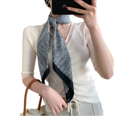 90x90 Silk Scarf Grey White Business Bandana Shawl Stole Foulard N277