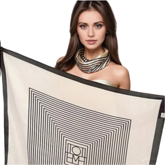 70x70 Silk Scarf White Black Classic Business Style Bandana Silk Stole Foulard N202