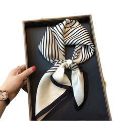 70x70 Silk Scarf Beige Schwarz Business Style Silk Stole Wrap Foulard NN8 202