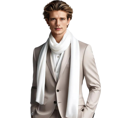 Men 100% Silk Scarf White Black 180x90cm Silk Stole Business Style Foulard 8 Colours N192