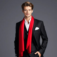 LA FERANI Men 100% Silk Scarf White Black 180x90cm Silk Stole Business Style Foulard 8 Colours N192