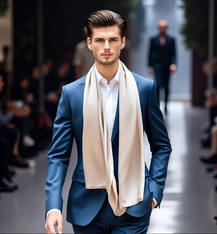 Herren 100% Seidenschal Weiß Schwarz 180x90cm Halstuch Uni Farbe Business Style für Anzug 10 Farben N192