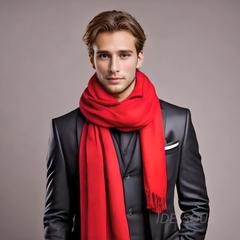 LA FERANI Men Cashmere Scarf 185x65 Red Business Style Wool Shawl Wrap Pashmina S2