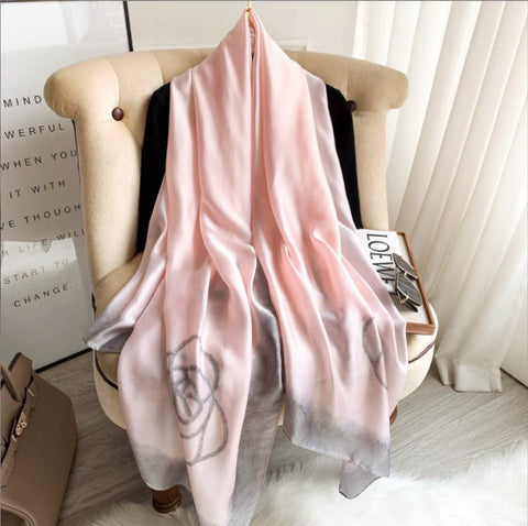 180x90 Silk Scarf White Business Stole Shawl Wrap Foulard N213