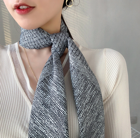 90x90 Silk Scarf Grey White Business Bandana Shawl Stole Foulard N277