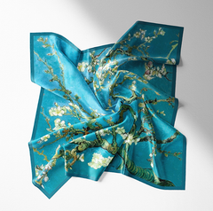 53x53 Silk Scarf Van Gogh Landscape Green Style Bandana Silk Stole Foulard N293