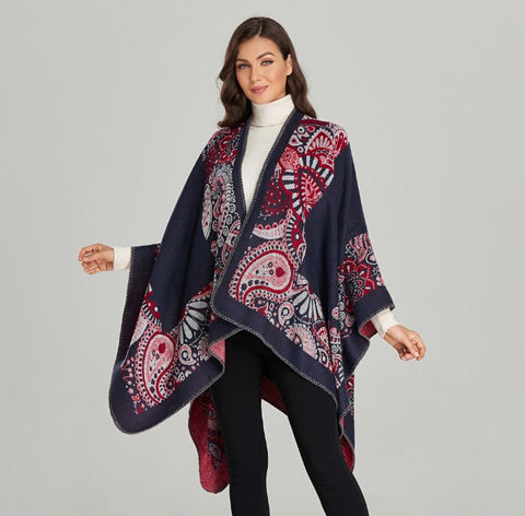 LAFERANi Poncho 150x130 Wool Cape Wrap Cloak Purple All Saisons P11