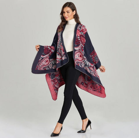 LAFERANi Poncho 150x130 Wool Cape Wrap Cloak Purple All Saisons P11