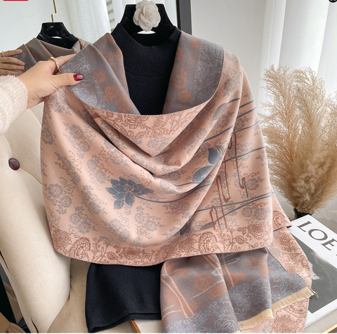 LA FERANI Cashmere Scarf 200x70 Beige Business Style  Wool Shawl Wrap Pashmina S37