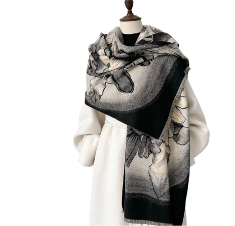 Cashmere Scarf 185x65 Black White Style Wool Business Style Shawl Wrap Pashmina S72