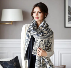 LA FERANI Cashmere Scarf 200x70 White Asia Style Wool Stole Shawl Wrap Pashmina M1