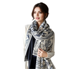 LA FERANI Cashmere Scarf 200x70 White Asia Style Wool Stole Shawl Wrap Pashmina M1