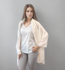 Summer Scarf 100% Cashmere Thin 185x65 Grey Business Style Wool Shawl Wrap Pashmina S3