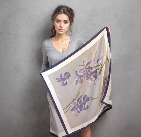 70x70 Silk Scarf Purple rose Classic summer business Style Silk Stole Foulard N605