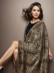 Silk Scarf 90x90 Shawl Leopard Brown Bandana Neck Foulard N61