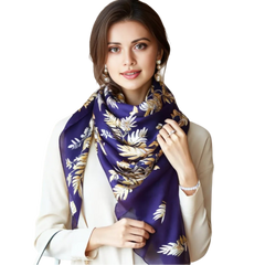 180x90 Silk Scarf business Style Purple Black Stole Shawl Foulard M2
