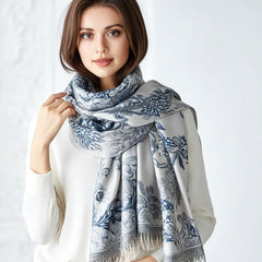 LA FERANI Cashmere Scarf 200x70 White Style Wool Stole Shawl Wrap Pashmina M1