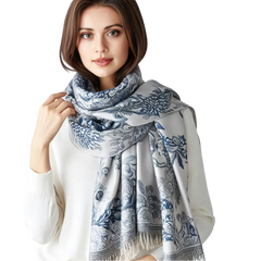 LA FERANI Cashmere Scarf 200x70 White Style Wool Stole Shawl Wrap Pashmina M1